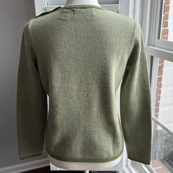 LIZ CLAIBORNE Sweater Womens PM Green 100% Merino Wool Breathable Natural Fiber - Picture 3 of 11
